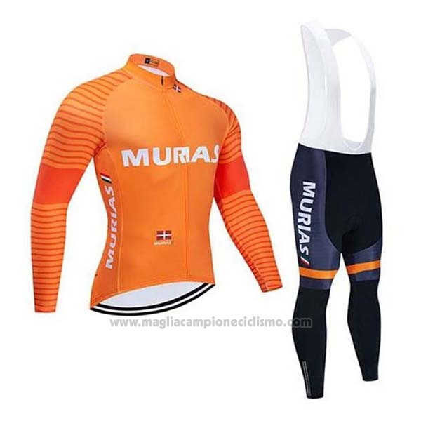 2020 Abbigliamento Ciclismo Euskadi Murias Arancione Manica Lunga e Salopette